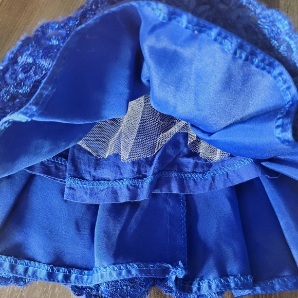 Beautiful Baby Girl Sapphire Blue V-Neck Lace Tulle Party Dress Size 12m - Picture 9 of 12